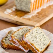 Delicious sweet bread with poppy seeds and lemon icing,