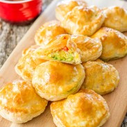 Puff pastry loaded with avocado and mozzarella cheese