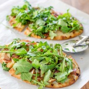 Fresh ingredients served on a pizza flatbread