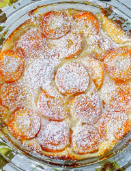 Delicious and elegant dessert, made with fresh or preserved apricots and served with whipped cream, ice cream or simply sprinkled with icing sugar.