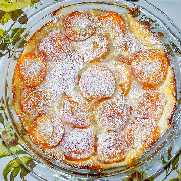 Delicious and elegant dessert, made with fresh or preserved apricots and served with whipped cream, ice cream or simply sprinkled with icing sugar.