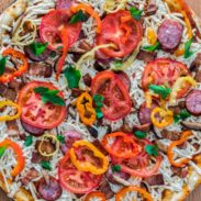 Easy hot pizza loaded with my favorite meats